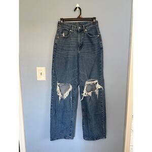 Wild Fable Highest Rise Distressed Baggy Jeans size 25 R Blue Denim